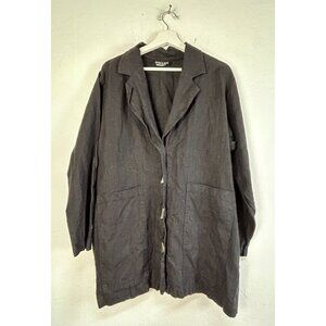Nannette Keller Women's Long Sleeve Blazer Jacket XL Button Down Linen Black